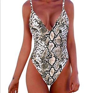 Deep V-Neck One -Piece Swimsuit Size XL